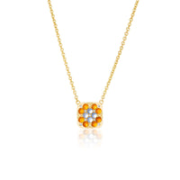 Harwell Godfrey 18K Yellow Gold Ada Square Diamond, Chalcedony, and Carnelian Necklace