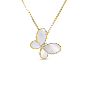 Roberto Coin 18K Yellow Gold Diamond and Mother of Pearl Butterfly Necklace