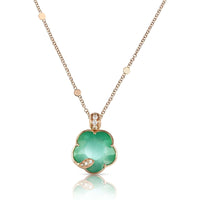 Pasquale Bruni 18K Rose Gold Green Agate, Moonstone, and Diamond Petit Joli Lunaire Necklace