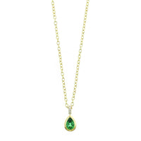 18K Yellow Gold Pear Shaped Tsavorite and Diamond Pendant Necklace