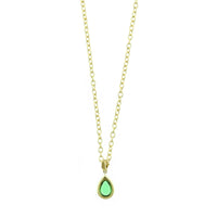 18K Yellow Gold Pear Shaped Tsavorite and Diamond Pendant Necklace