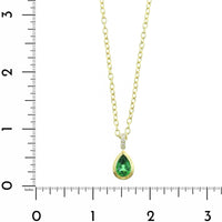 18K Yellow Gold Pear Shaped Tsavorite and Diamond Pendant Necklace