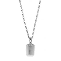 18K White Gold Bezel Set Emerald Cut Bi Color Tourmaline Pendant Necklace
