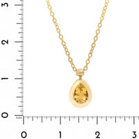 18K Yellow Gold Pear Shaped Golden Beryl Pendant Necklace