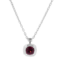 18K White Gold Framed Rhodolite Garnet Pendant Necklace