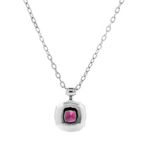 18K White Gold Framed Rhodolite Garnet Pendant Necklace