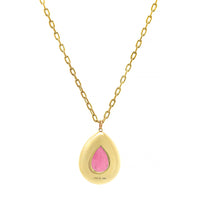 18K Yellow Gold Pear Shaped Pink Tourmaline Pendant Necklace