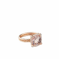 Chatelaine Pavé Bezel Ring in 18K Rose Gold with Morganite