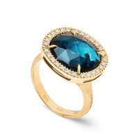 Marco Bicego 18K Yellow Gold London Blue Topaz & Diamond Ring