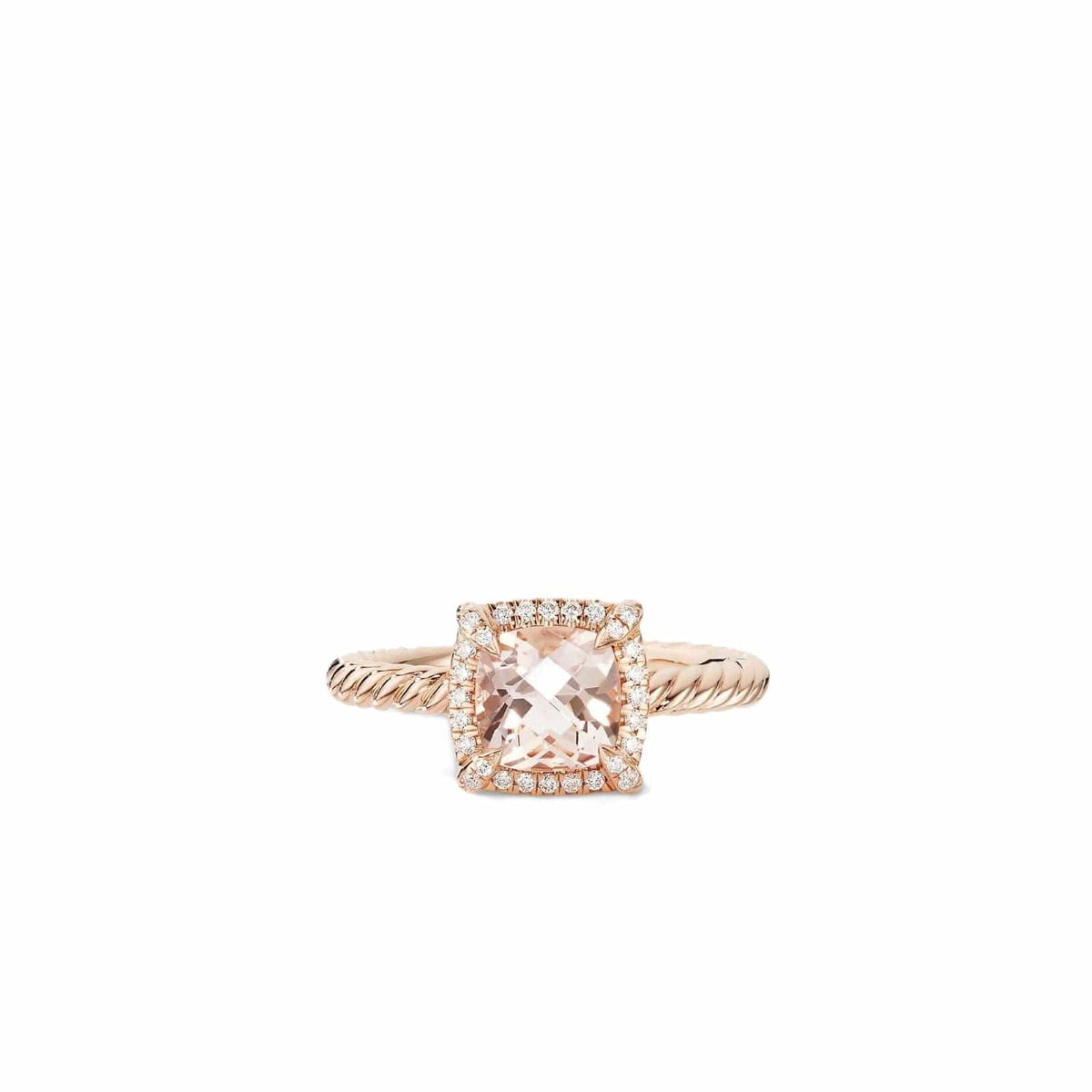 Petite Chatelaine® Pavé Bezel Ring in 18K Rose Gold with Morganite