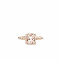 Petite Chatelaine® Pavé Bezel Ring in 18K Rose Gold with Morganite