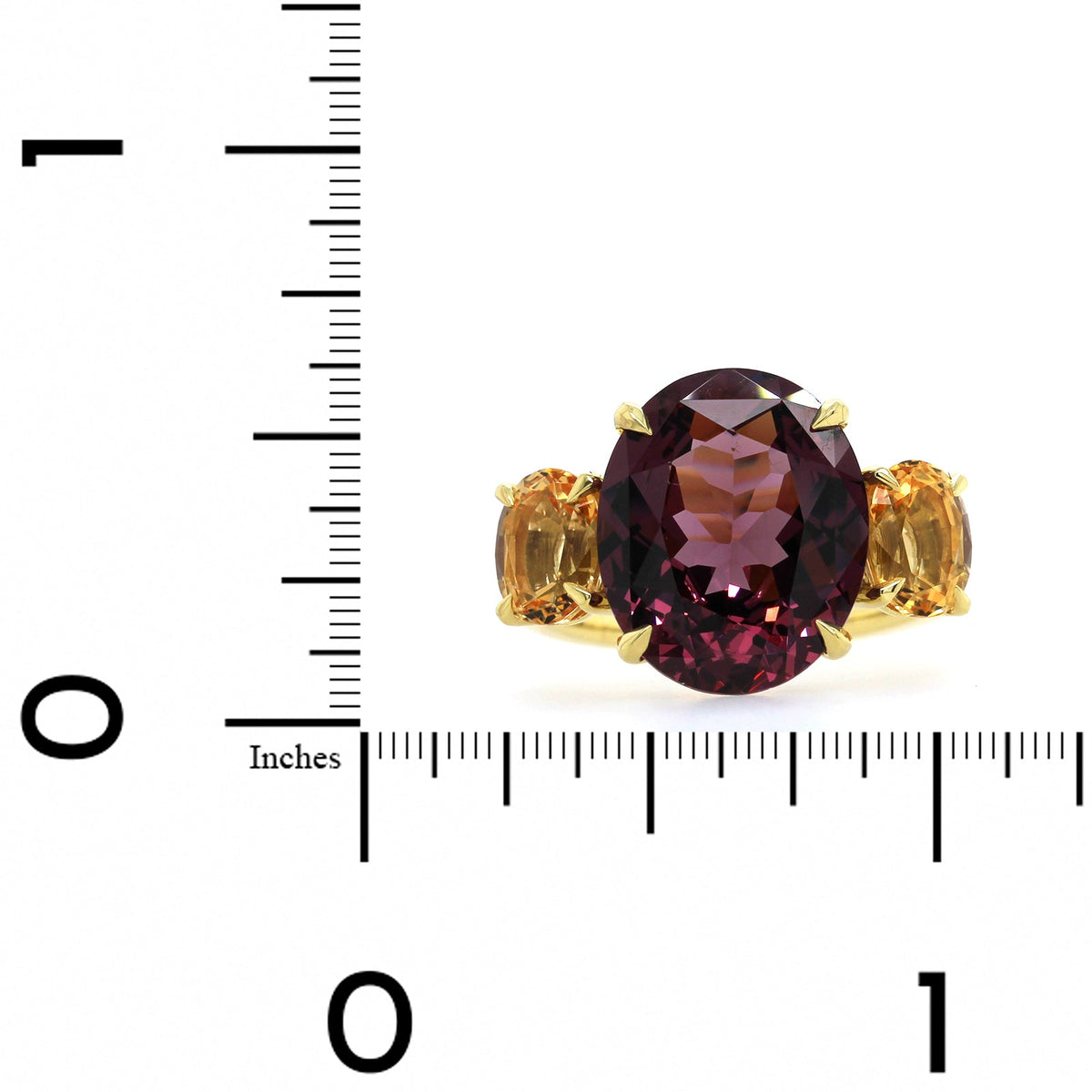 18K Yellow Gold Spinel and Topaz 3 Stone Ring