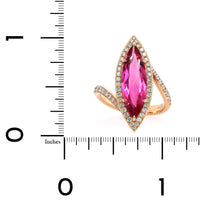 18K Rose Gold Pink Tourmaline Diamond Halo Ring