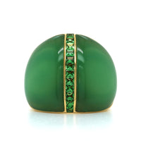 18K Yellow Gold Chrysoprase and Tsavorite Ring
