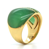 18K Yellow Gold Chrysoprase and Tsavorite Ring