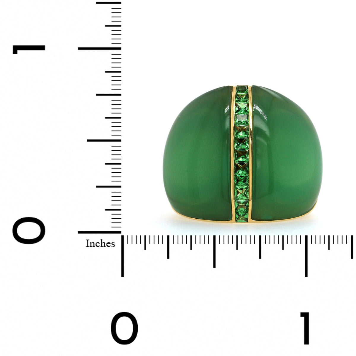 18K Yellow Gold Chrysoprase and Tsavorite Ring
