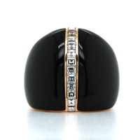 18K Rose Gold Onyx and Diamond Ring