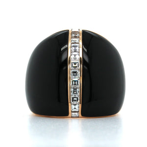 18K Rose Gold Onyx and Diamond Ring