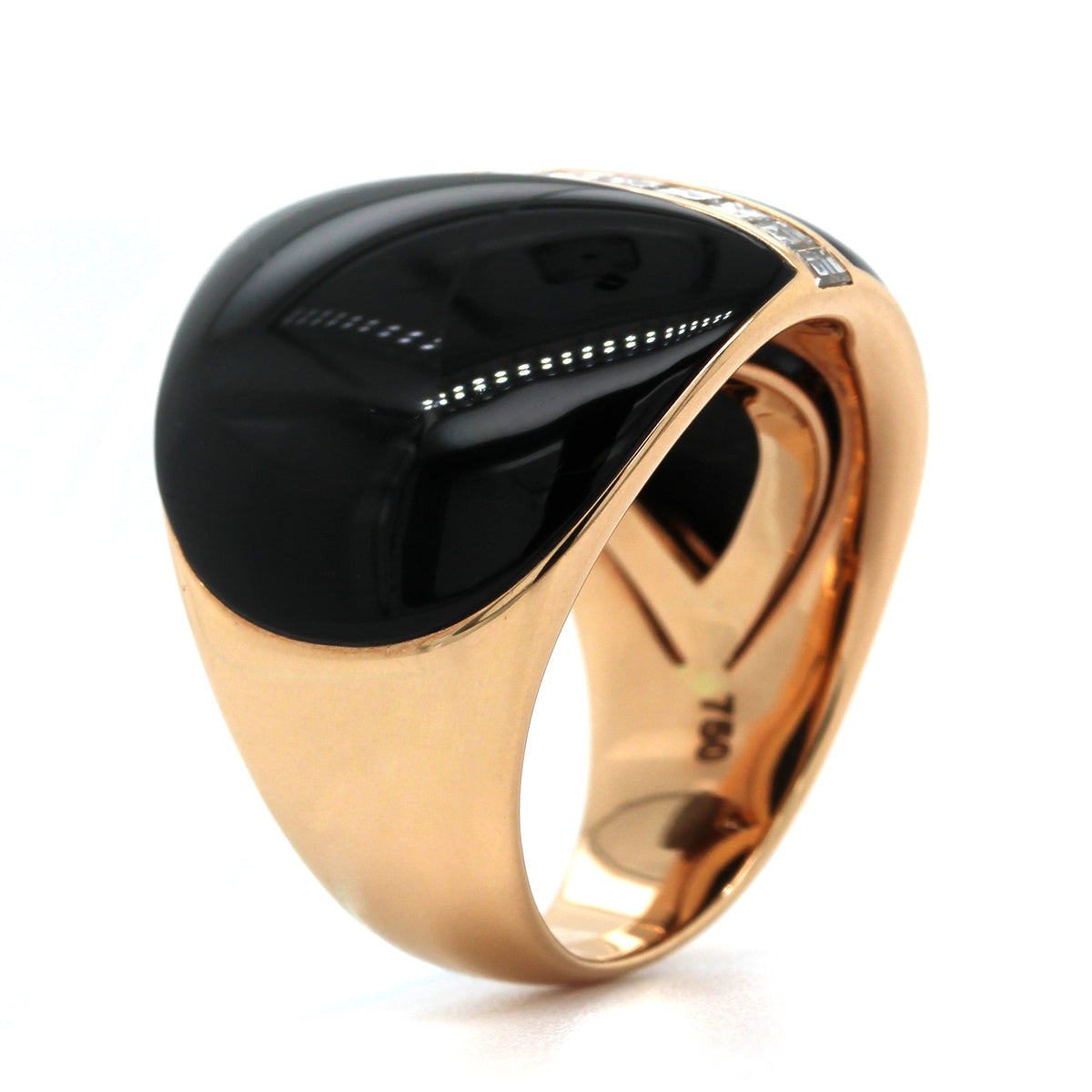 18K Rose Gold Onyx and Diamond Ring