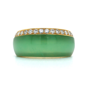18K Yellow Gold Chrysoprase and Diamond Ring