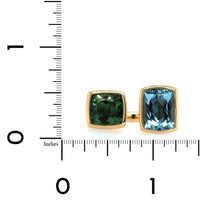 18K Yellow Gold Tourmaline and Aquamarine Open Ring