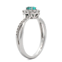 14K White Gold Paraiba and Diamond Halo Ring