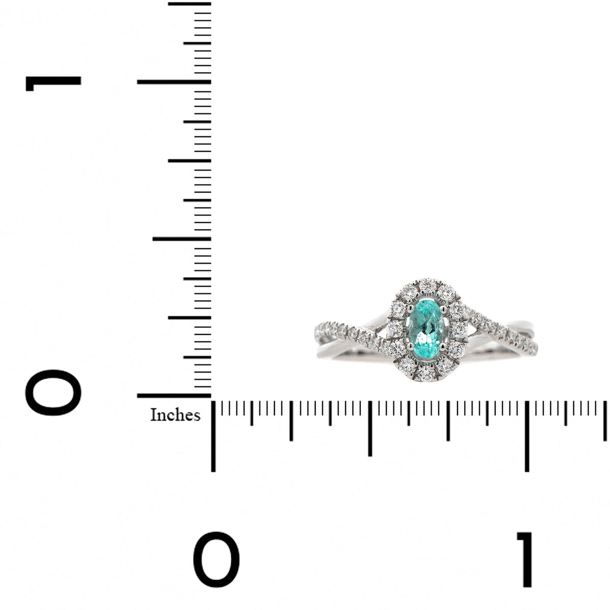14K White Gold Paraiba and Diamond Halo Ring