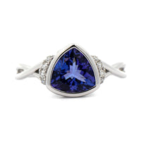 14K White Gold Tanzanite and Diamond Ring