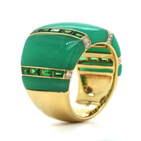 18K Yellow Gold Chrysoprase and Tsavorite Ring