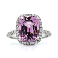 Platinum Pink Spinel Diamond Halo Ring