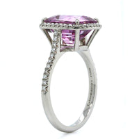 Platinum Pink Spinel Diamond Halo Ring