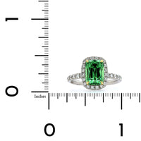 Platinum Tsavorite Garnet Diamond Halo Ring