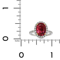 Platinum Red Spinel Diamond Halo Ring
