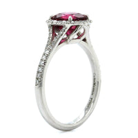 Platinum Rubellite Diamond Halo Ring