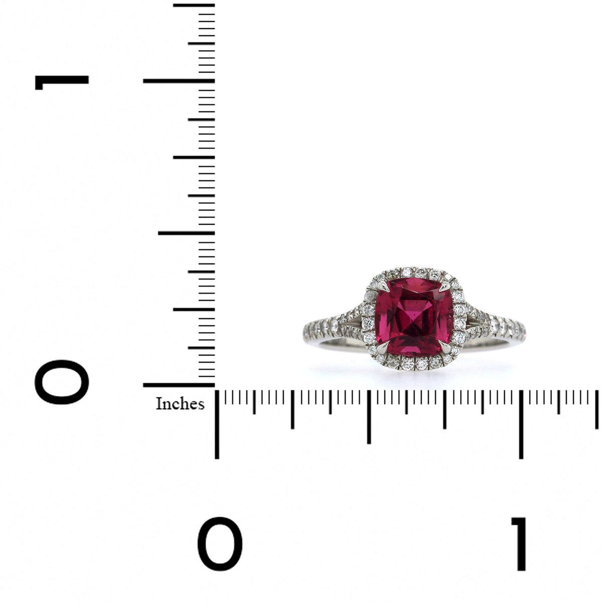 Platinum Rubellite Diamond Halo Ring