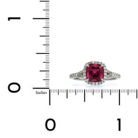 Platinum Rubellite Diamond Halo Ring