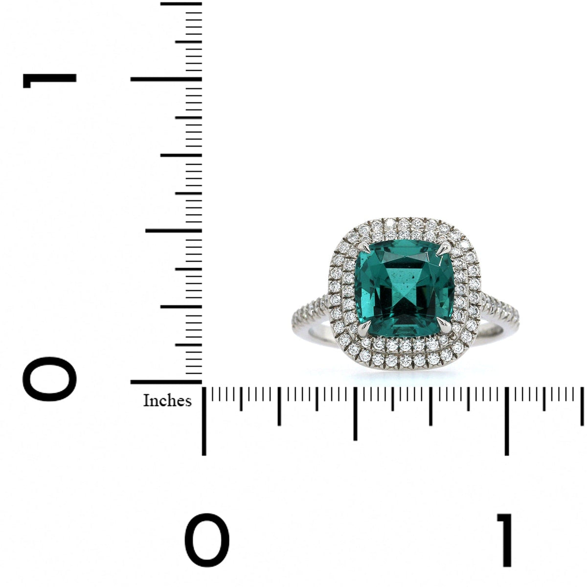 Platinum Tourmaline Double Diamond Halo Ring