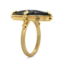 Amali 18K Yellow Gold Carved Flower Labradorite Ring