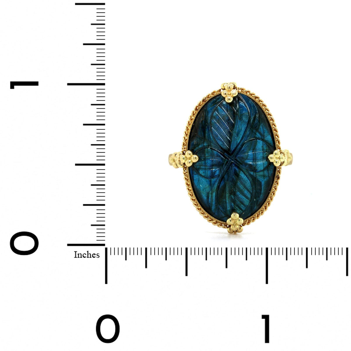 Amali 18K Yellow Gold Carved Flower Labradorite Ring