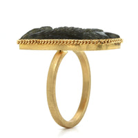 Amali 18K Yellow Gold Carved Owl Labradorite Ring