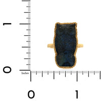 Amali 18K Yellow Gold Carved Owl Labradorite Ring
