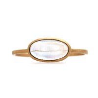 14K Yellow Gold Moonstone Bezel Set Ring