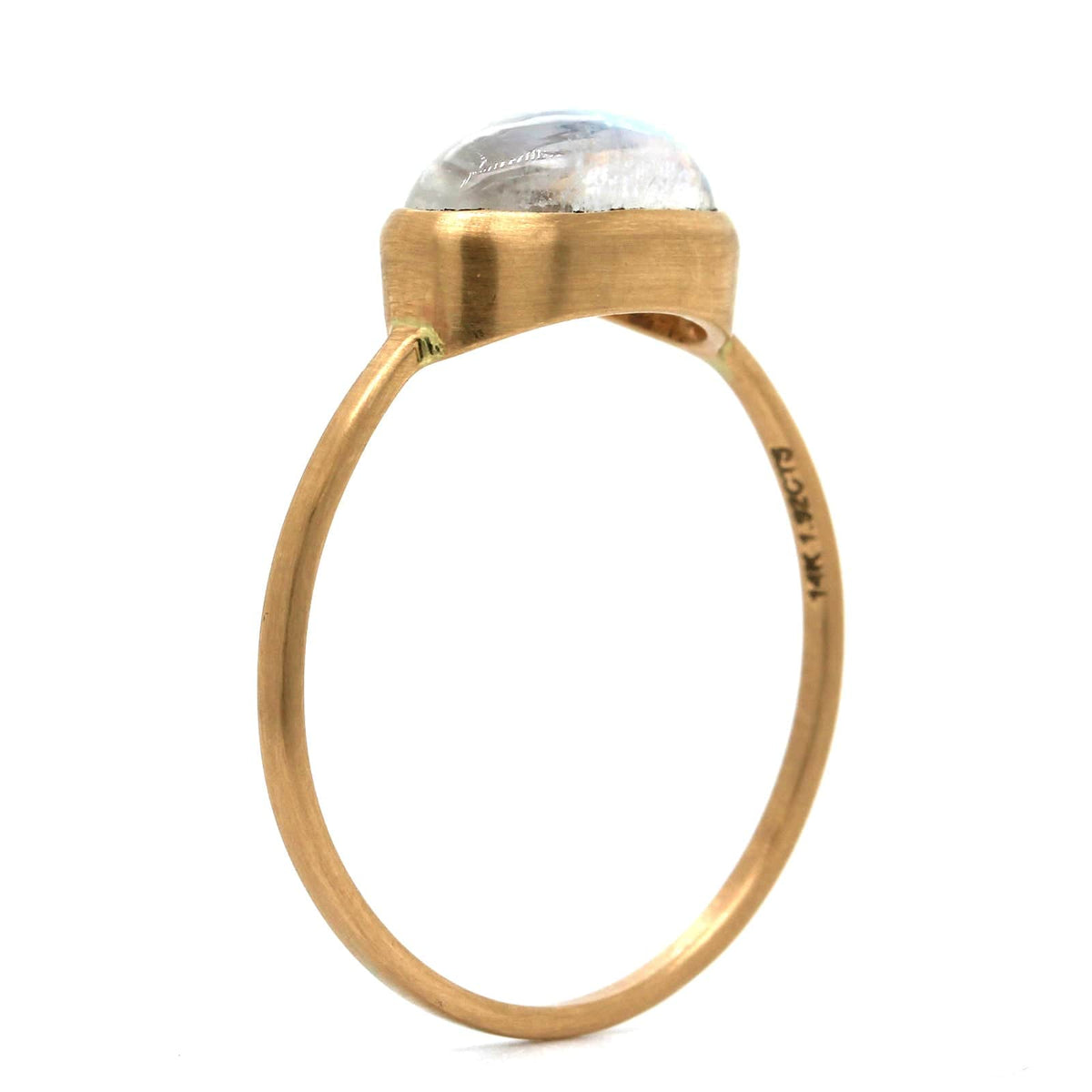 14K Yellow Gold Moonstone Bezel Set Ring
