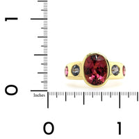 18K Yellow Gold Bezel Set Pink Tourmaline and Spinel Jezebel Ring
