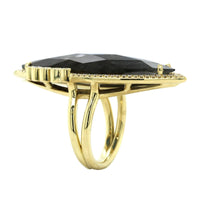 18K Yellow Gold Diamond and Marquise Labradorite Ring