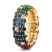 Zydo 18K Yellow Gold Diamond & Gemstone Rainbow Style Stretch Ring