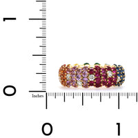 Zydo 18K Yellow Gold Diamond & Gemstone Rainbow Style Stretch Ring