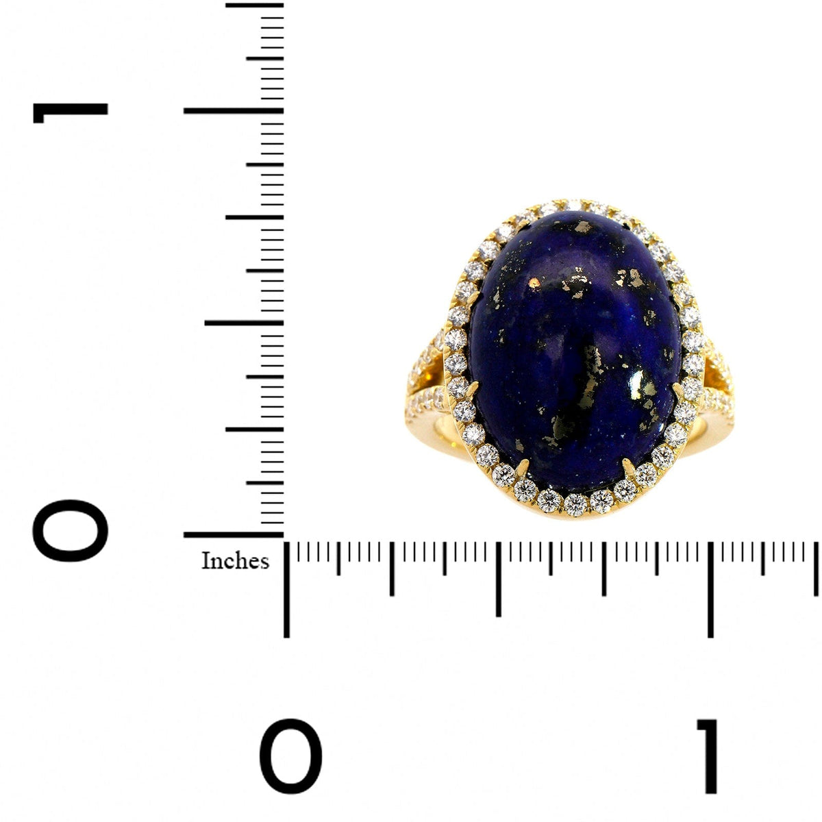 18K Yellow Gold Diamond Halo & Blue Lapis Ring