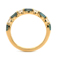 18K Yellow Gold Alternating Oval Alexandrite and Diamond Band