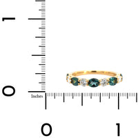 18K Yellow Gold Alternating Oval Alexandrite and Diamond Band